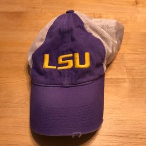 LSU Nike distressed style fitted trucker hat